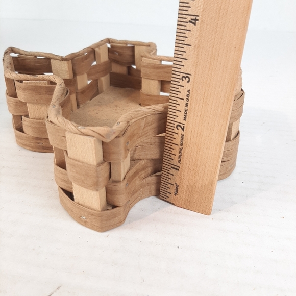 🛍Texas Shaped Woven Wooden Wicker Basket/Tray W Cork Bottom 7½" Wide 2¼" Deep - Picture 3 of 4